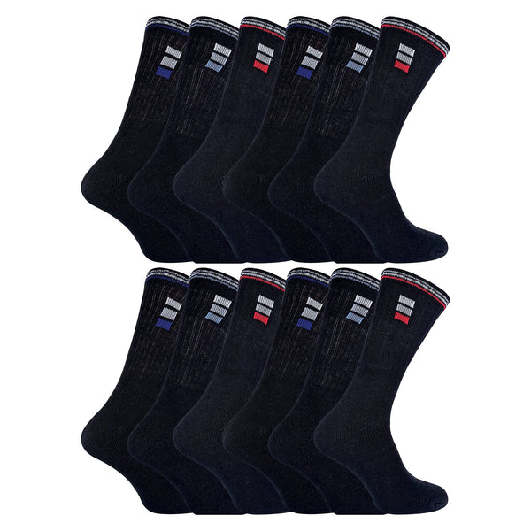 Mens Retro Stripe Cotton Sports Socks in White & Black (Multipack Options)