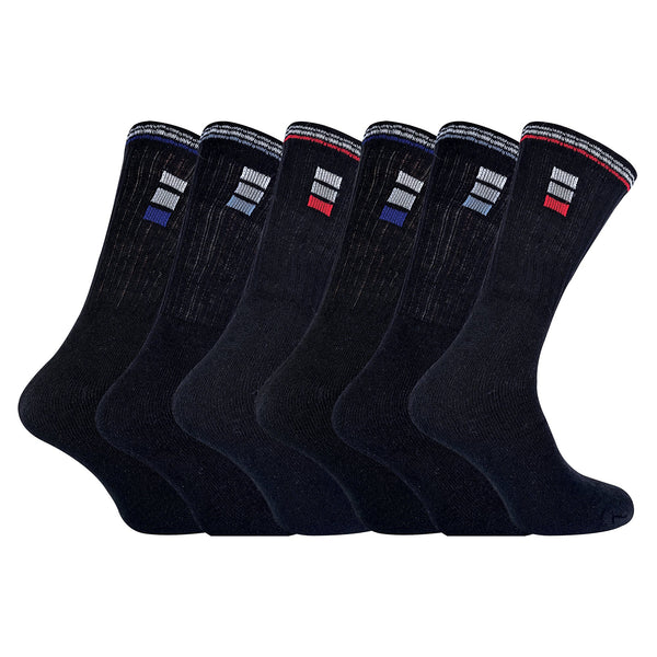 Mens Retro Stripe Cotton Sports Socks in White & Black (Multipack Options)