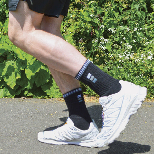 Mens Retro Stripe Cotton Sports Socks in White & Black (Multipack Options)
