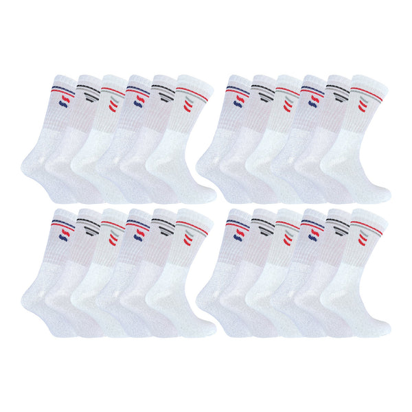 Mens Retro Stripe Cotton Sports Socks in White & Black (Multipack Options)
