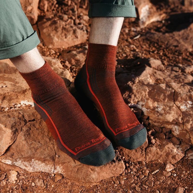 Mens Merino Wool Quarter Midweight Seamless Hiking Socks