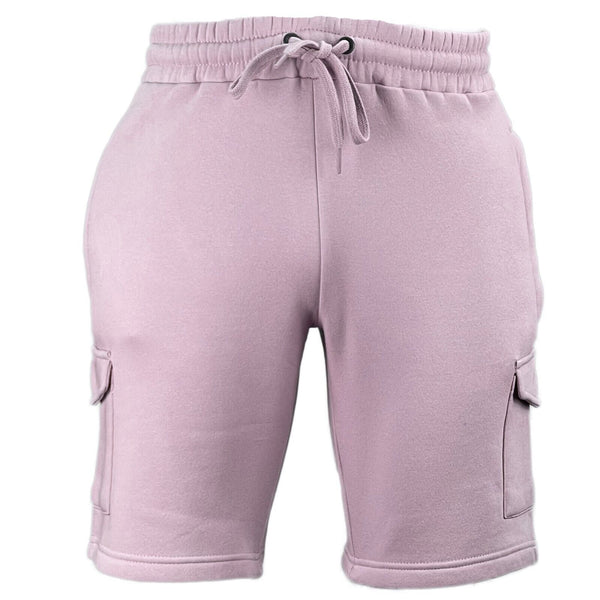 Mens Elastic Waist Casual Sports Cargo Fleece Shorts