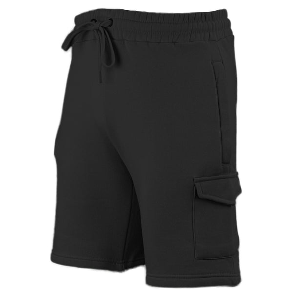 Mens Elastic Waist Casual Sports Cargo Fleece Shorts