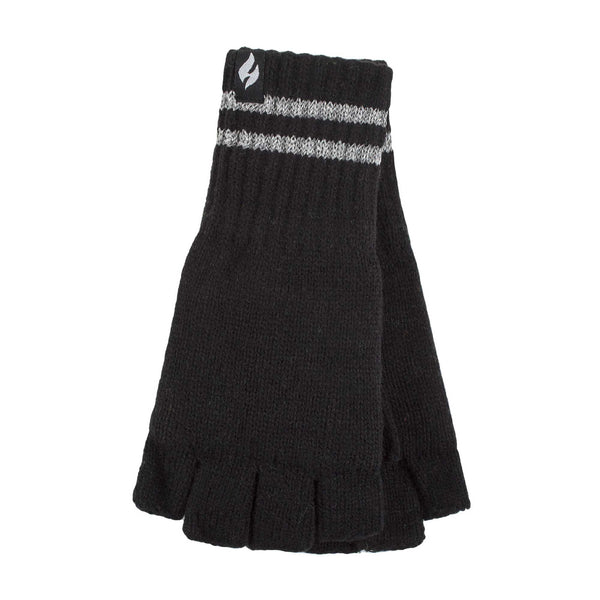 Mens Hi Vis Reflective Fleece Lined Thermal Winter Fingerless Gloves