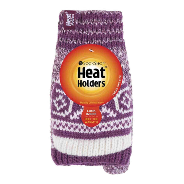 Ladies Warm Fairisle Patterned Thermal Fingerless Converter Gloves