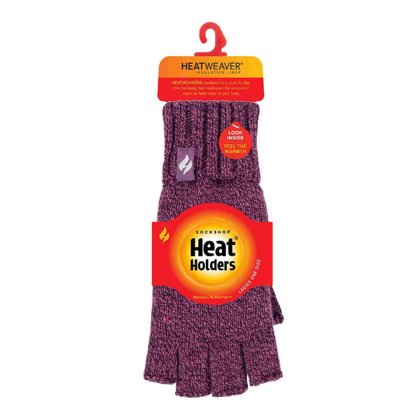 Ladies Knitted Fleece Lined Winter Thermal Fingerless Gloves