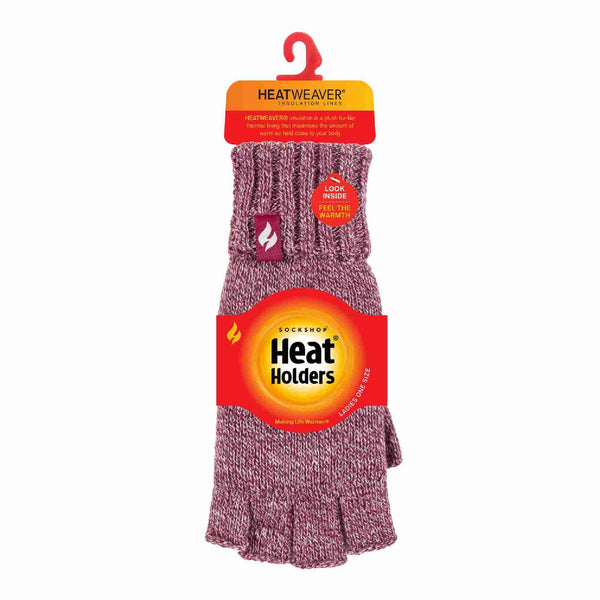 Ladies Knitted Fleece Lined Winter Thermal Fingerless Gloves
