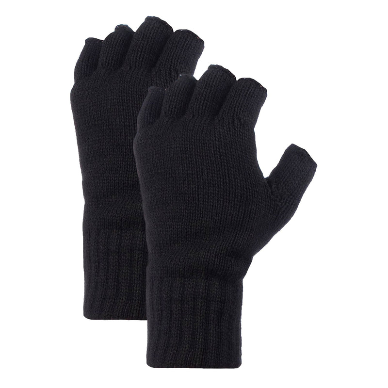 Mens Fingerless Gloves with Thermal Fleece Lining - 2 Pack