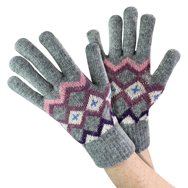 Ladies Wool Gloves | Winter Cute Fairisle Gloves for Cold Weather