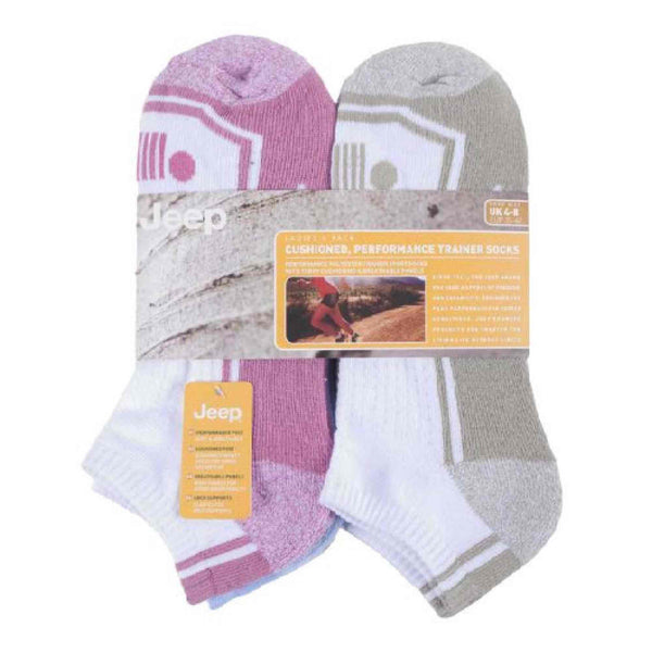 6 Pack Ladies Cotton Cushioned Low Cut Sport Ankle Socks for Running