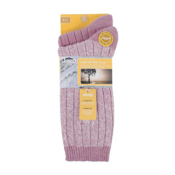 2 Pack Ladies Supersoft Warm Ribbed Thick Hiking Boot Socks