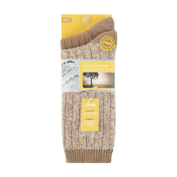 2 Pack Ladies Supersoft Warm Ribbed Thick Hiking Boot Socks