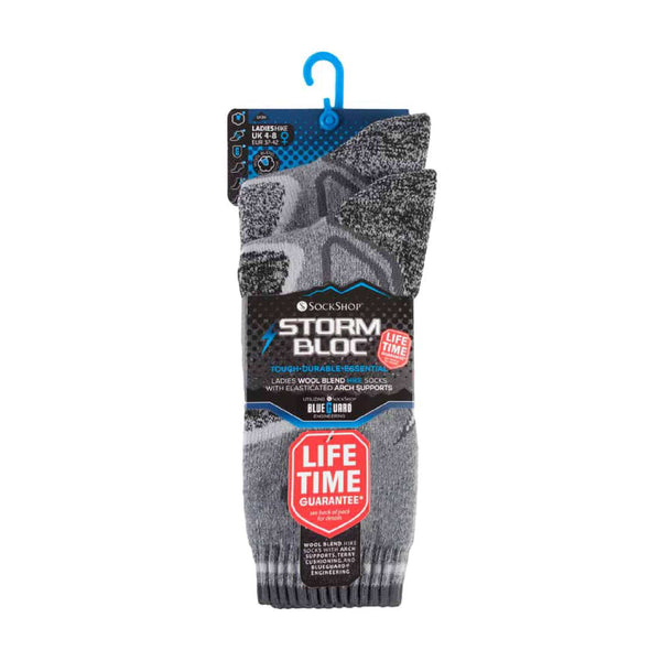 2 Pack Ladies Wool Blend Hiking Socks with Arch Support