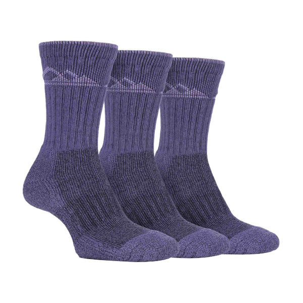 3 Pack Ladies Cushion Sole Outdoor Cotton Rich Hiking Boot Socks