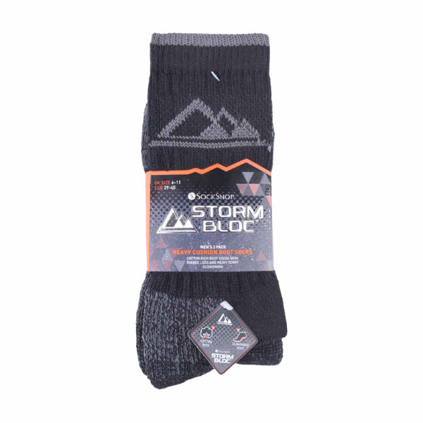 3 Pack Mens Heavy Cushioned Outdoor Cotton Hiking Boot Socks