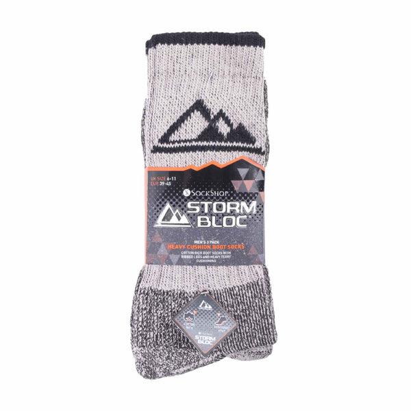 3 Pack Mens Heavy Cushioned Outdoor Cotton Hiking Boot Socks