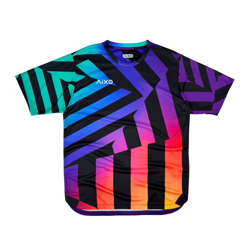 AIXO Rainbow Chaos Men's Sports T-Shirt — Black