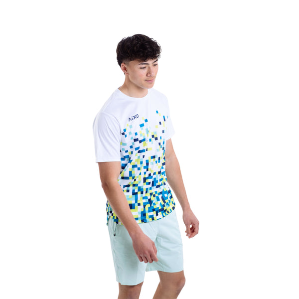 AIXO Pixel Men's Sports T-Shirt — White
