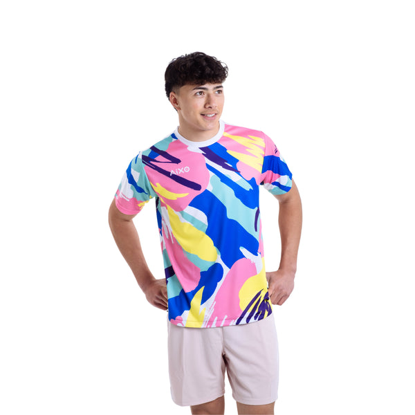 AIXO Abstract Men's Sports T-Shirt — Multicolour Dark