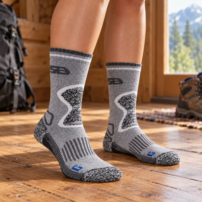 2 Pack Ladies Wool Blend Hiking Socks with Arch Support — product photograph