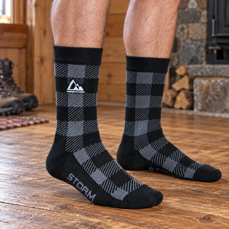 2 Pack Mens Thick Cushioned Patterned Winter Warm Thermal Boot Socks for Hiking — product photograph