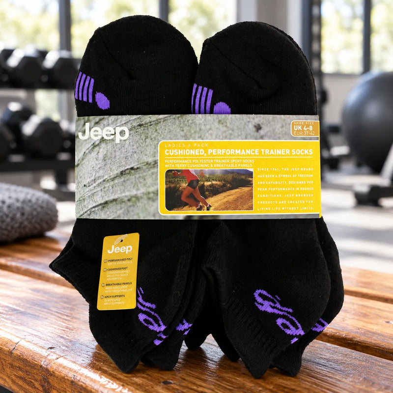 6 Pack Ladies Cotton Cushioned Low Cut Sport Ankle Socks for Running — product photograph