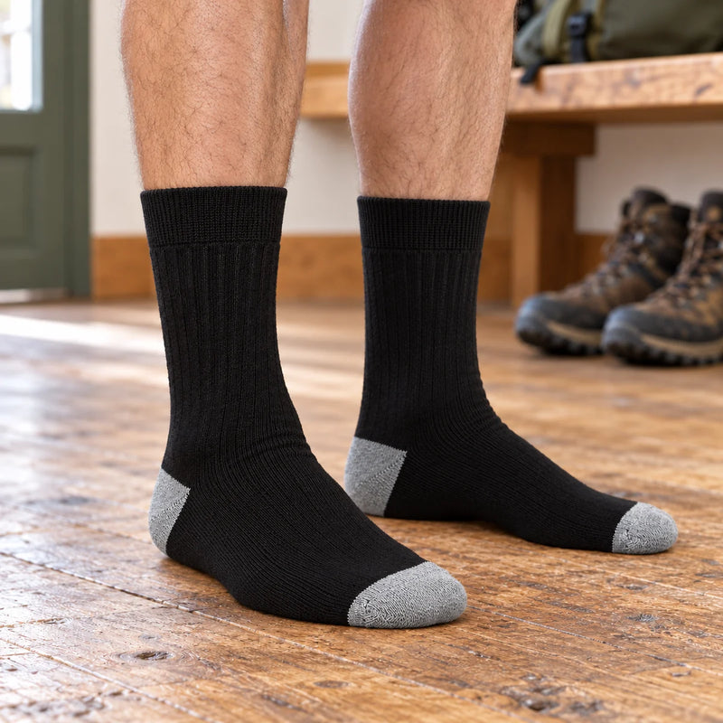 6 Pairs Mens Multipack Outdoor Cotton Boot Socks for Ultimate Hiking Comfort — product photograph