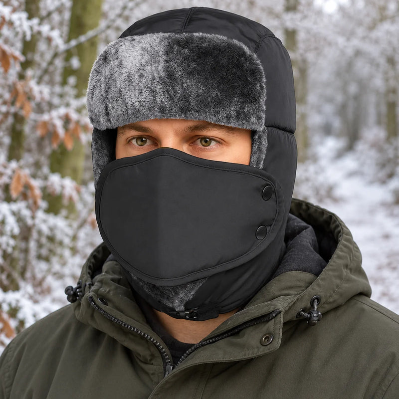 Adults Waterproof Thermal Fleece Lined Bomber Trapper Hat — product photograph