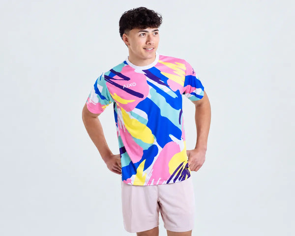 AIXO Abstract Men's Sports T-Shirt — Multicolour