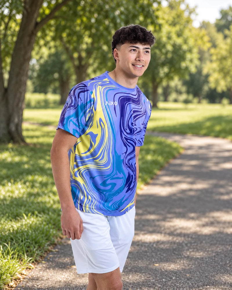 AIXO Chrome Men's Sports T-Shirt — Lilac — product photograph