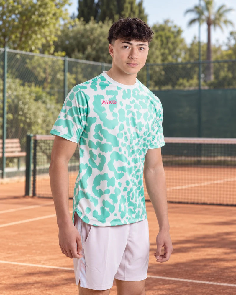 AIXO Leopard Men's Sports T-Shirt — Ivory — product photograph