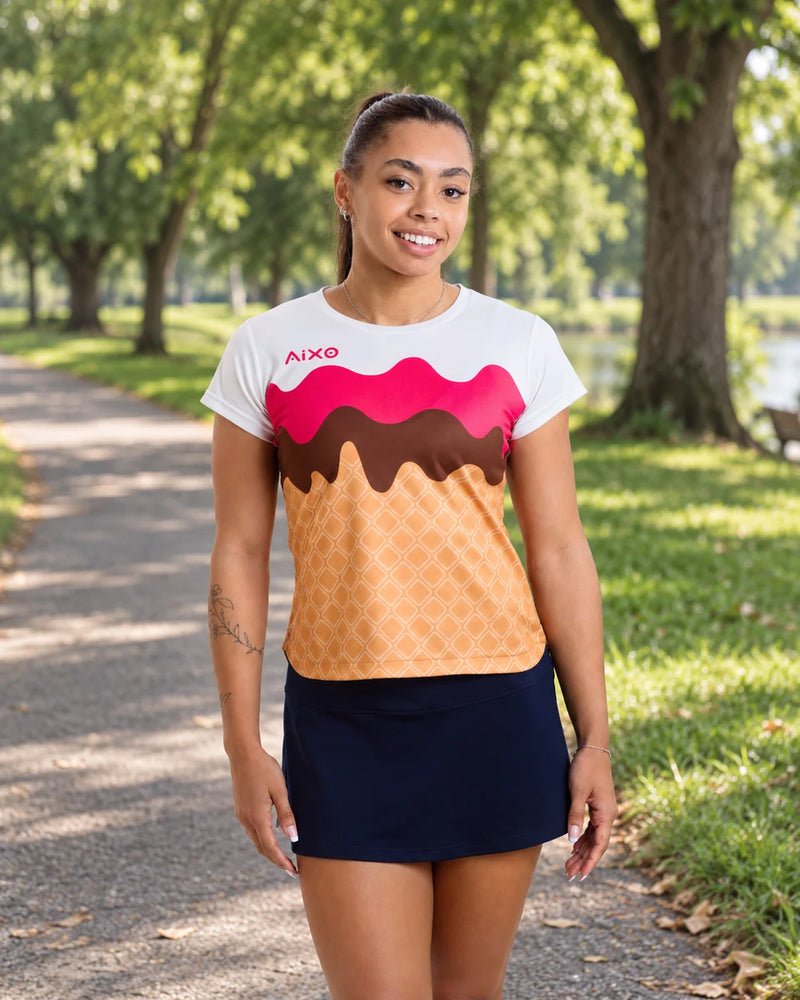 AIXO Sundae Women's Sports T-Shirt — Ivory — product photograph