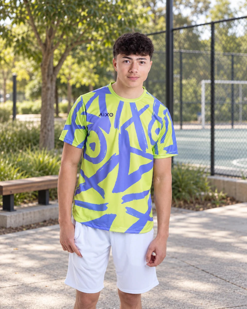AIXO Tagged Men's Sports T-Shirt — Lime — product photograph
