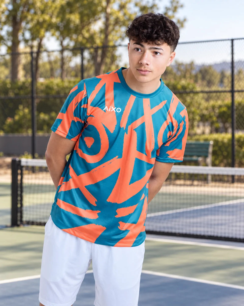 AIXO Tagged Men's Sports T-Shirt — Teal — product photograph