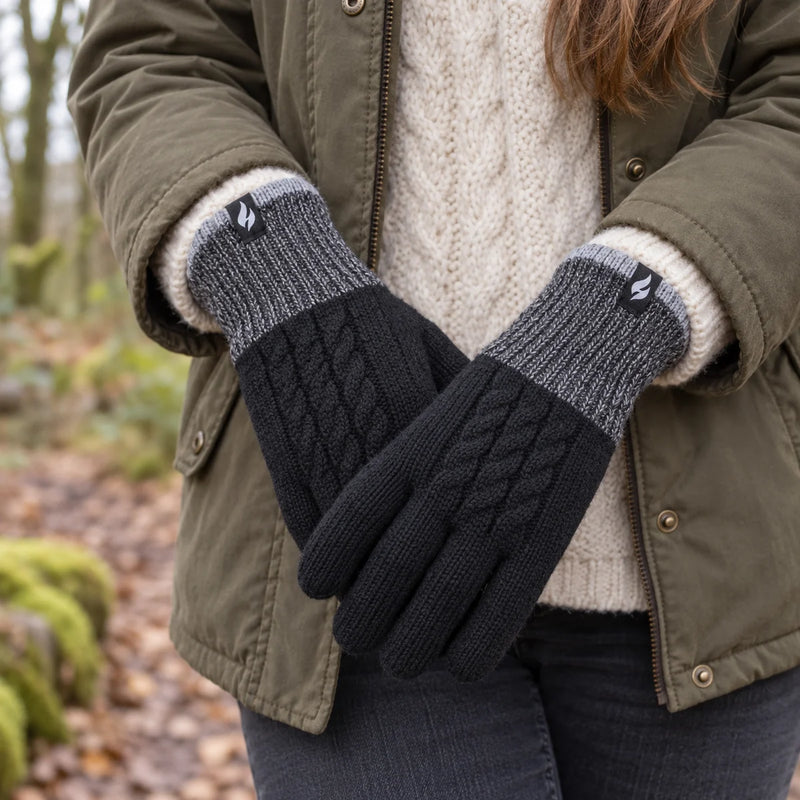 Ladies Patterned Fleece Lined Warm Thermal Gloves for Winter — product photograph