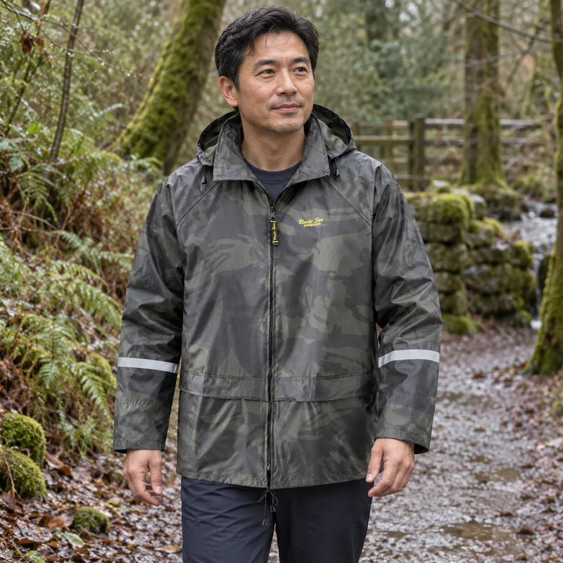 Mens Camouflage Over Trousers & Jacket Co-ord Set Rainsuit — product photograph