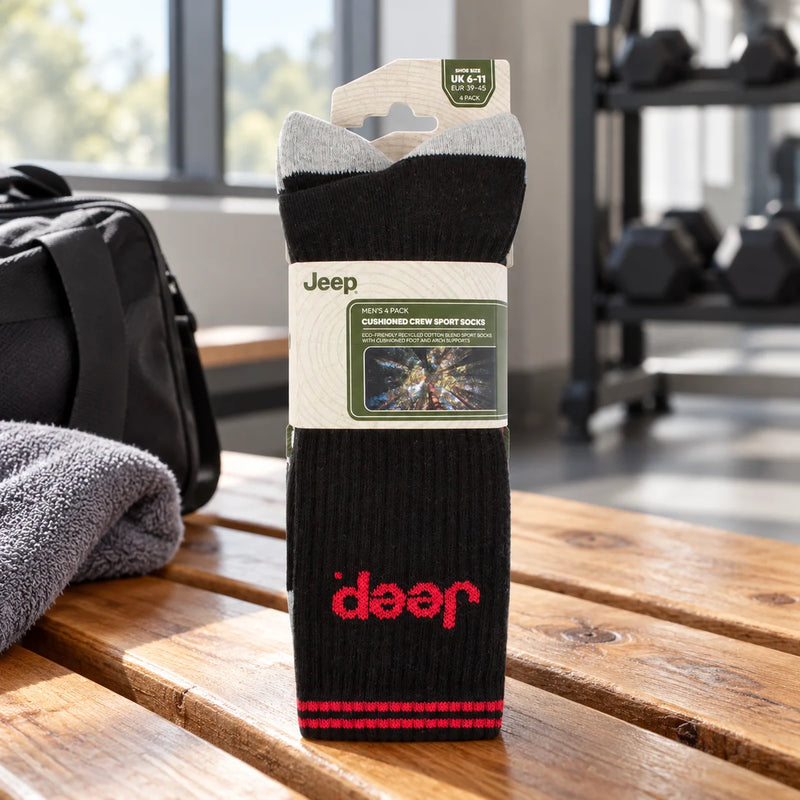 Men's Cushioned Crew Socks - 4 Pack Sport Running Socks — product photograph