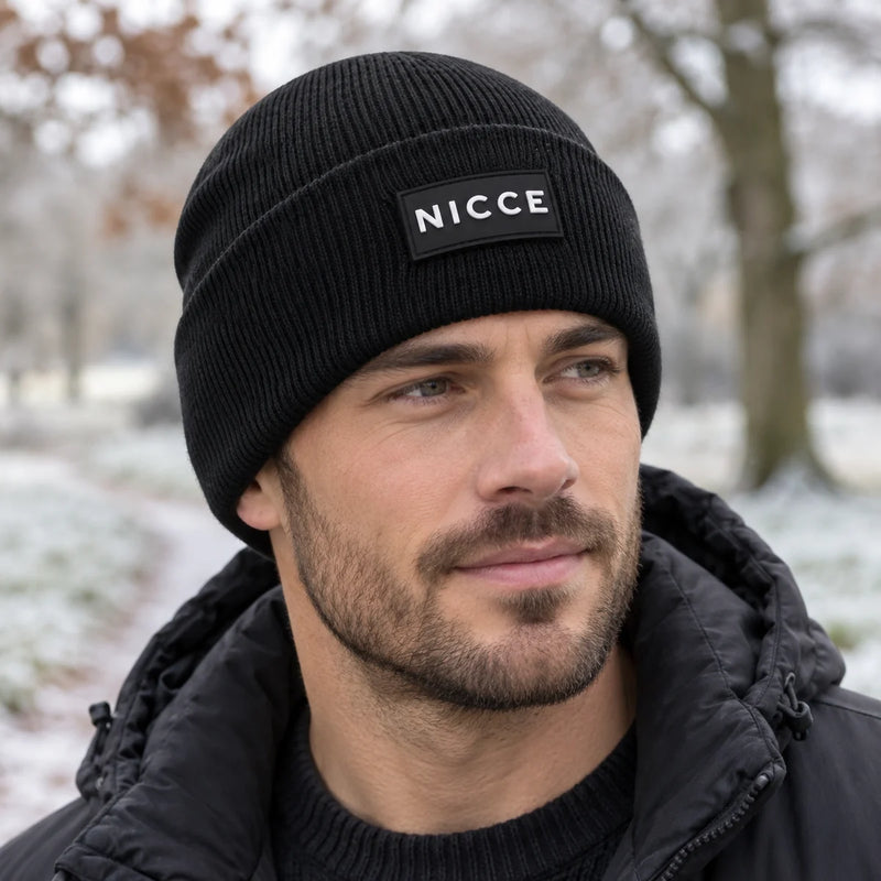Mens Knitted Beanie Hat - Warm Soft Winter Thermal Hat — product photograph