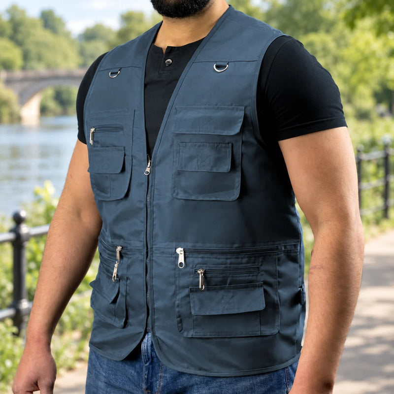 Mens Multi Pocket Utility Vest | Hiking Waistcoat | Fishing Vest — product photograph