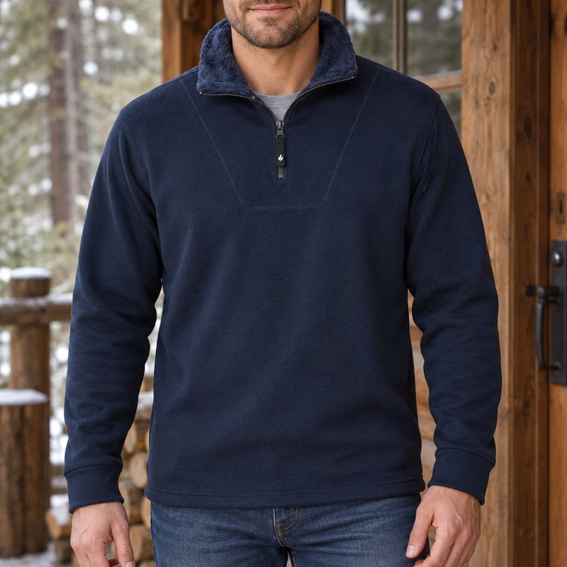 Mens Thermal Soft 1/4 Zip Top Fleece with High Collar — product photograph