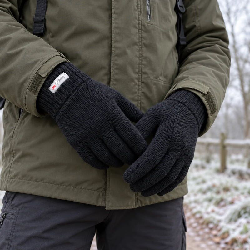 Men's Thinsulate Thermal Insulated Fleece-Lined Knitted Gloves — product photograph