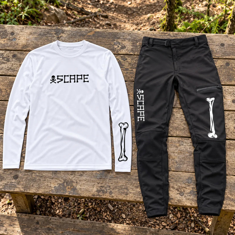 X5CAPE Rebellion Long Sleeve Mountain Bike Race Kit - White & Black — product photograph