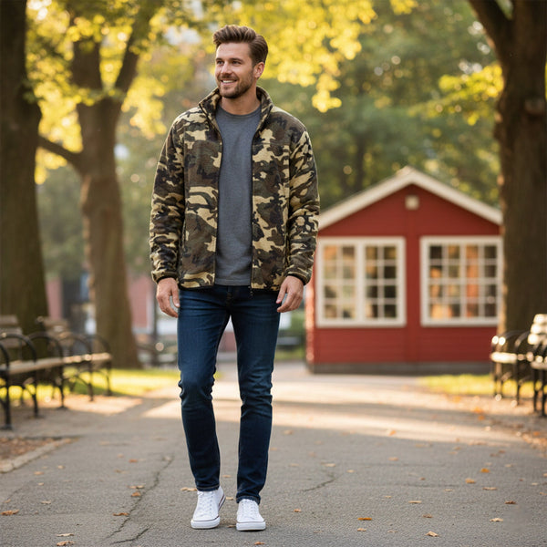 Mens Camouflage Print Fleece Jacket
