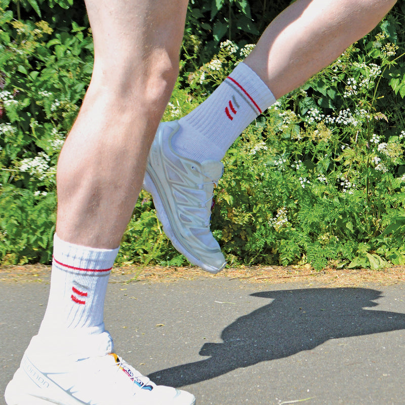 Mens Retro Stripe Cotton Sports Socks in White & Black (Multipack Options)
