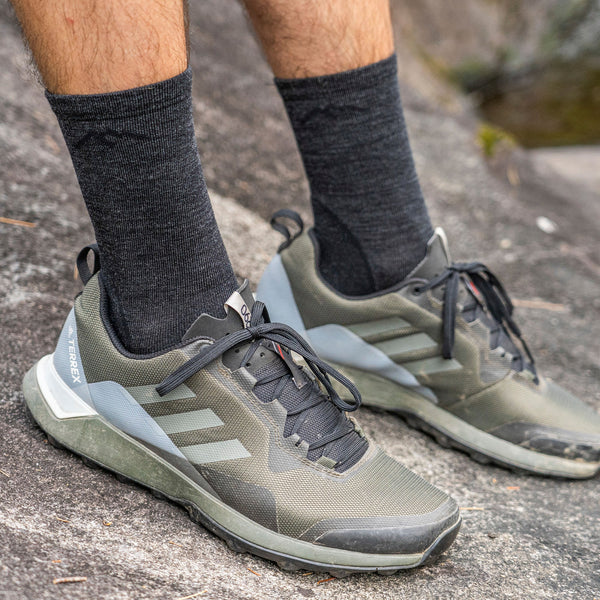 Mens Merino Wool Crew Lightweight Cushioned Hiking Socks