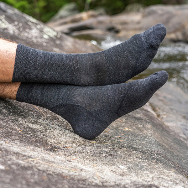 Mens Merino Wool Crew Lightweight Cushioned Hiking Socks