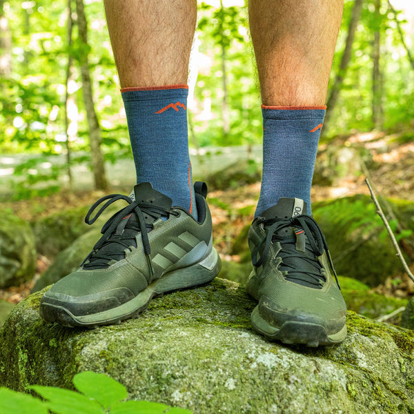 Mens Merino Wool Crew Lightweight Cushioned Hiking Socks