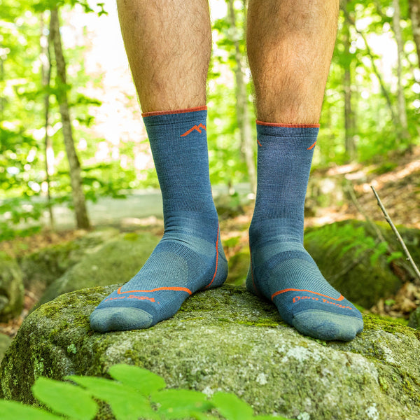 Mens Merino Wool Crew Lightweight Cushioned Hiking Socks