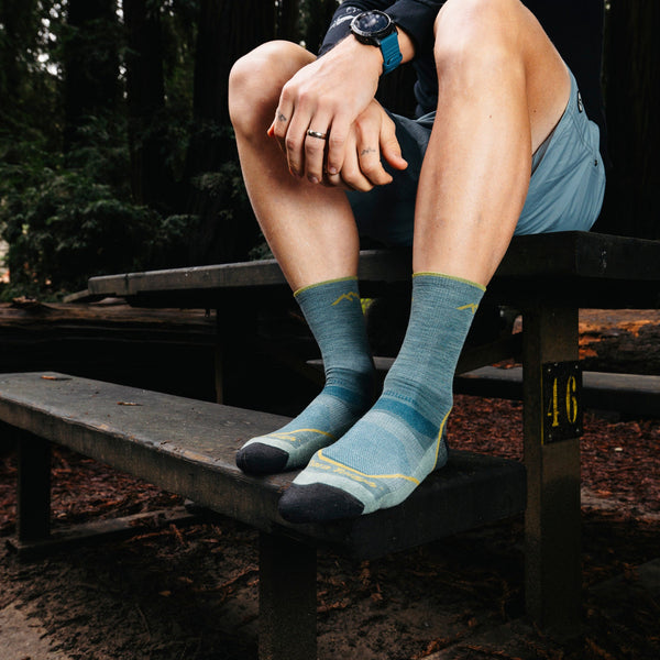 Mens Merino Wool Crew Lightweight Cushioned Hiking Socks
