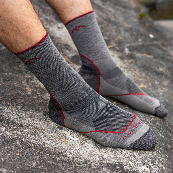 Mens Merino Wool Crew Lightweight Cushioned Hiking Socks